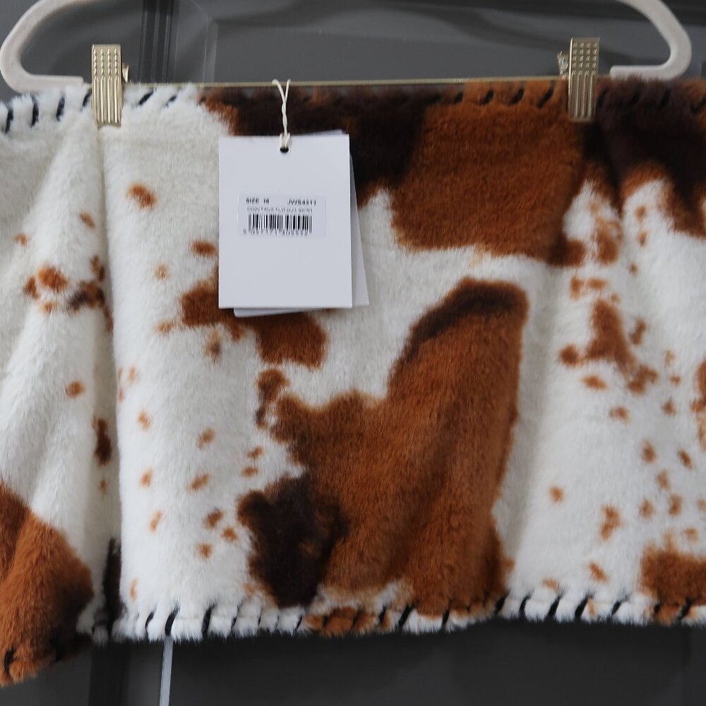 Jaded London x Revolve Cow Print Faux Fur Mini Skirt